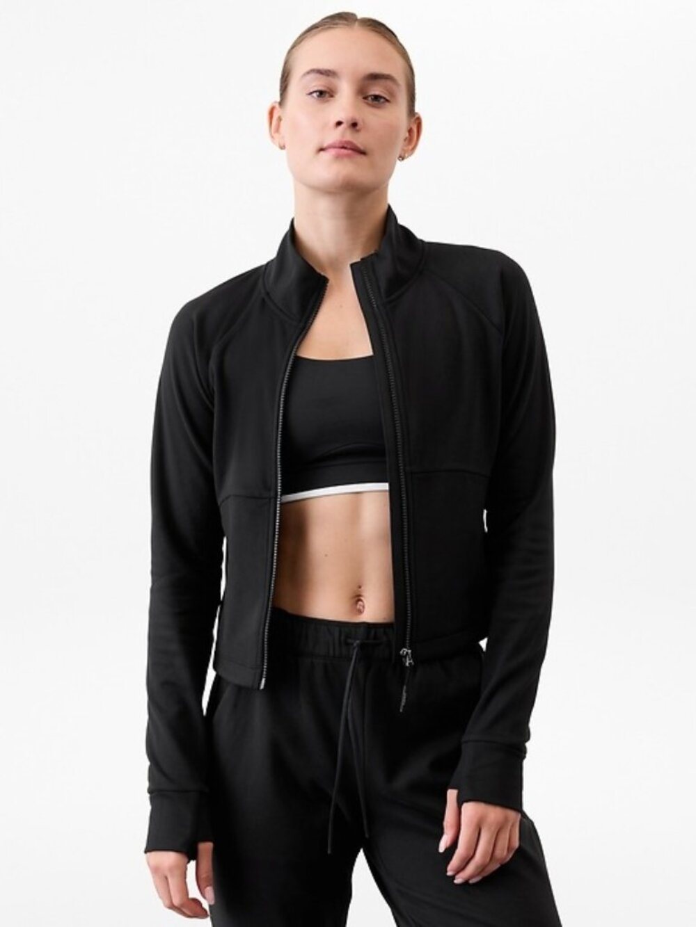 Athleta Unstoppable Cropped Full Zip Jacket NWT Black Women’s Size L
